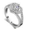 Joyería de Cobre Blanco de Comercio Exterior Europeo y Americano Anillo Micro-incrustado Anillo con Forma de Corazón de Amor Anillo de Diamante de Simulación Estilo Clásico Transfronterizo para Mujer