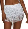 Cadeia de Cintura de Dança do Ventre Feminina Branca Transfronteiriça Cinto de Paetês Quatro Camadas de Chiffon Prática de Dança Indiana Desempenho Faixa de Quadril