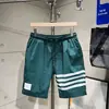 Nuevos pantalones cortos de seda helada de secado rápido para hombre, elásticos, alta calidad, pantalones de cinco puntos, pantalones de playa finos, pantalones de longitud media, marca de moda