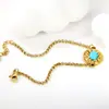 Pulseras Retro Europeas y Americanas de Amazon, Pulseras Personalizadas de Nicho con Piedra Azul Ovalada, Joyería Moderna y Versátil, Pulseras de Acero Inoxidable