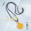 Loja de Ouro Puzuo Mesmo Estilo Banhado a Ouro Cravejado de Diamantes Giratório Filigrana Ruyi Auspicioso Oito Tesouros Bússola Colar Corrente para Suéter para Mulheres