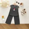 Traje de Verano Nuevo Estilo Dibujos Animados para Niñas Sin Mangas de Seda de Hielo Estilo Chaleco Holgado y Cómodo Conjunto de Dos Piezas para Niñas Verano 2026