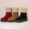 Botines botas Amazon de comercio exterior caña corta nuevas talla grande botas de nieve botas de mujer europeas y americanas con vuelta botas de algodón tacón grueso