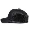 Gorra de béisbol cálida de PU para invierno para papá de mediana edad y anciano, para hombre, abuelo anciano, para ciclismo, caminar, protección para las orejas, sombrero de algodón