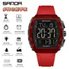 Popular Reloj Electrónico Sanda con Forma de Barril y Pantalla Única, Despertador Impermeable, Reloj de Pulsera para Estudiantes, Reloj Multifuncional con Esfera Grande, Dropshipping