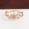 Anel Princesa Zircônia Laço Criativo Luxo Leve Moda Simples Versátil Cobre Puro Venda Direta da Fábrica Exclusiva Transfronteiriça