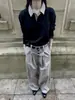 Sudadera de manga larga ancha y holgada, estilo Cleanfit, con estampado de pata de gallo y patchwork de algodón espacial, para hombre y mujer, estilo old money, otoño