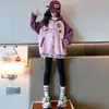 Chamarra de Béisbol Americana para Mujer Primavera y Otoño Nueva con Capucha Bloques de Color Bordado Niños Grandes Elegante Moderna Chamarra Top Casual