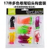 Conjunto de 17 Peças de Minhocas de Isca Macia com Anzóis de Cabeça de Chumbo para Pesca, Especializado para Mirar em Robalo e Traíra em Pesca Selvagem