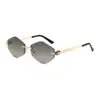 Gafas de sol de marca grande transfronterizas sin montura rombo retro gafas de sol marco pequeño gafas de sol de celebridad protección solar para viajes