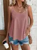 2023 Camisola de Hombro Cruzada Europea y Americana Estación Independiente de Amazon Cuello Redondo Jacquard Sin Mangas Camisa Base para Mujer