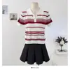 Tejido de Punto Polo Rayado Estilo Francés 2026 Verano Nuevo Estilo Suéter de Manga Corta Moda Versátil y Casual