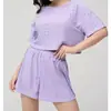 Nuevo Conjunto Casual de Casa para Mujer Transfronterizo Hueco de Manga Corta Transpirable Delgado Holgado Ropa de Casa Conjunto de Dos Piezas En Stock