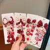 Horquilla Roja Infantil para Festival de Primavera, Pin de Tela Roja con Puntos Blancos Lindo para Niña con Lazo, Horquilla con Ambiente de Año Nuevo