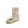 2026 Novas Botas Longas com Fivela Estilo Coreano Femininas Duas Formas Destacáveis Sapatilhas para Aumentar Altura Botas de Cavaleiro Ocidental