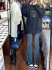 Jeans Acampanados Ajustados de Tiro Alto Color Gris Humo para Mujer, Primavera y Otoño, Elásticos, Versátiles, que Realzan la Altura, Pantalones Bootcut de Largo hasta el Suelo
