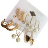 Ins Europeo y Americano transfronterizo nuevo 2022 Pendientes de botón de temperamento de perla para mujer pendientes geométricos de perla traje de 9 piezas anillos de oreja