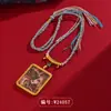 Atacado Alto Teor Roxo Dourado Cinábrio Relevo Passado e Presente Pingente Thangka Tibet Mão-Tecido Cordão de Colar Pingente Etiqueta