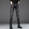Jeans Masculino Stretch Slim Fit de Perna Reta para Outono 2026 Novas Calças Casuais Longas da Moda
