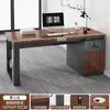 Estação de Trabalho para Funcionários de Escritório Mesa Simples Moderna com Trava Única Armário de Armazenamento Bancada Integrada Combinação de Mesa para Computador e Cadeira