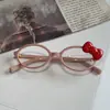 Subcultura Celebridad de Internet Espejo Lindo con Decoración de Lazo Gato Negro con Marco Estampado de Leopardo Gafas para Estilismo Sin Maquillaje Modernas