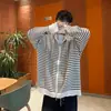 Jaqueta casual com capuz listrada estilo americano, leve, adequada para figuras petites, suéter cardigã de manga comprida, novo estilo moderno para primavera e outono