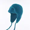 Chapéu Aviador de Lã Teddy Cor Sólida de Inverno para Mulheres, Gorro de Tricô à Prova de Frio com Proteção para Orelhas, Circunferência da Cabeça Grande, Chapéu de Tricô Moderno e Quente