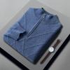 Suéter de cachemira de montaña para hombre, nuevo, grueso, de cuello alto simulado, informal, con cremallera, holgado, de otoño e invierno