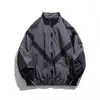 Chaqueta de Primavera y Otoño Estilo Americano Marca de Moda Puntadas Reflectantes Incrustadas Cuello Vertical Cremallera para Hombres y Mujeres Holgada Casual Delgada