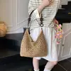 Bolso Tejido de Gran Capacidad para Mujer 2025 Nuevo Verano Vacaciones en la Playa Bolso de Paja Versátil Ropa de Trabajo Bolso Tote de Hombro