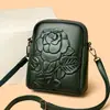 2026 Bolso Cruzado Casual Nuevo Estilo Chino con Textura de Flor de Rosa Vintage para Mujer, para Teléfono Móvil y Billetera, Bolso Pequeño para Viajes Diarios, Moderno