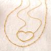 INS Europeo y Americano Corazón Hueco en Capas Cadena Clavícula Acero Inoxidable PVD Chapado Oro de 18K Nicho Minimalista Collar Lujo Ligero Mujer
