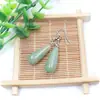 Venta al por mayor de fábrica aretes largos de cristal natural forma de gota de agua amatista Ojo de Tigre Joyería con gancho para la oreja aretes redondos de gota de agua DIY