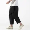Pantalones Cortos de Algodón y Lino Estilo Chino Nuevos de Verano 2026 para Hombre, Pantalones Anchos Tipo Linterna, Pantalones Cónicos de Talle Grande Forma de Zanahoria