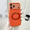 Adequado para iPhone 17 Pro Max, capa de celular com sensação de pele oleada, com suporte de metal de 360 graus, capa Apple 16 com padrão de lichia grande