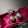 Pendientes de perla con gemas de amor brillantes, Xinghe, con bola de circón redonda chapada en oro brillante de 18 quilates