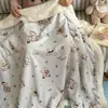 Manta de lã de cordeiro quente e espessa para outono e inverno, flanelado de leite fofo com desenho, manta de sofá dupla face quente para lazer
