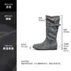 Botas Largas de Caña Alta para Mujer Estilo Otoño Retro Nuevo, Tacón Grueso, Plisadas Apiladas, Botas de Jinete