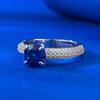 Joyería Mujing nuevo anillo europeo y americano de plata S925 1 quilate Lanbao 6.5 lujo incrustado anillo europeo y americano para mujer