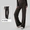Calça de moletom feminina com forro de fleece, quente e de perna reta, modeladora, para fitness e uso casual, estilo relaxado, modelagem solta, com cordão, calça de yoga