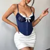 Camisole Sexy Transparente de Renda com Patchwork de Algodão e Estrutura de Peixe - Top Íntimo de Alta Qualidade para Mulheres