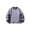 Camiseta de manga larga retro estilo japonés Rumeng, bloques de color patchwork, moderna para exteriores, unisex, corte holgado, adecuada para otoño, para ir al trabajo y para deportes