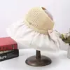 Protetor solar transfronteiriço Chapéu de pescador Chapéu de sol de viagem para todos os jogos de verão infantil Japonês e coreano Cor sólida Grande rosto de beiral mostrando pequeno chapéu de sol