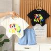 Traje de Verano para Niño 2025 Nueva Ropa de Verano para Bebé Conjunto de Dos Piezas de Manga Corta Delgada para Niños Moderno Una Pieza Envío Directo