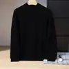 Suéter de cachemir para hombre estilo bebé, cuello alto medio, color liso, tejido grueso, camiseta de punto de manga larga casual para negocios