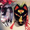 Máscara de Raposa 2025 Máscara de Halloween Máscara de Rosto de Gato Máscara de Demônio Raposa Branca Estilo Japonês Pintado à Mão