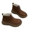 Artísticas Hechas a Mano Cuero Genuino 2025 Invierno Nuevo Felpa Casual Zapatos de Mujer Chica Mori Suela Gruesa Versátiles Piel de Vaca Cordones Botines al Tobillo