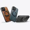 Funda de Carga Inalámbrica Adecuada para iPhone 18 Samsung S26 Succión Magnética Soporte Giratorio de 360 Grados Hebilla de Anillo Funda de Cuero