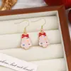 Brincos de Gota de Óleo Papai Noel Desenho Animado Europeu e Americano Série de Natal Personalidade Transfronteiriça Brincos de Alce Pão de Gengibre para Mulheres