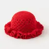Sombrero de Punto Nuevo Estilo con Parte Superior Redonda, Sombrero Tipo Cubeta Tejido a Crochet, Lana Fresca Calado Transpirable Encaje Versátil Hecho a Mano Transfronterizo Vintage